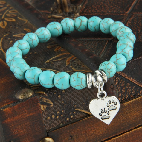 Pendant Lettering Family Turquoise Beaded Bracelet String Chain