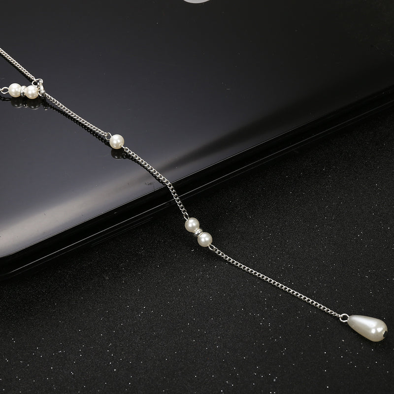 Waterdrop Pearl Tassel Pendant Back Chain