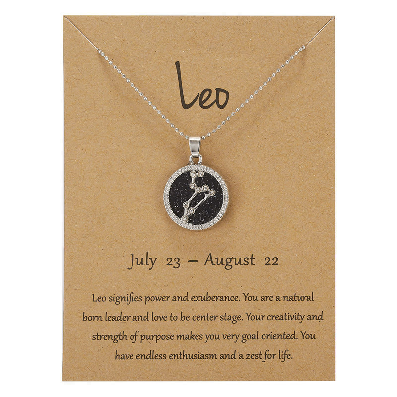 Fashion Coin Constellation Edition Necklace Silver Day And Night