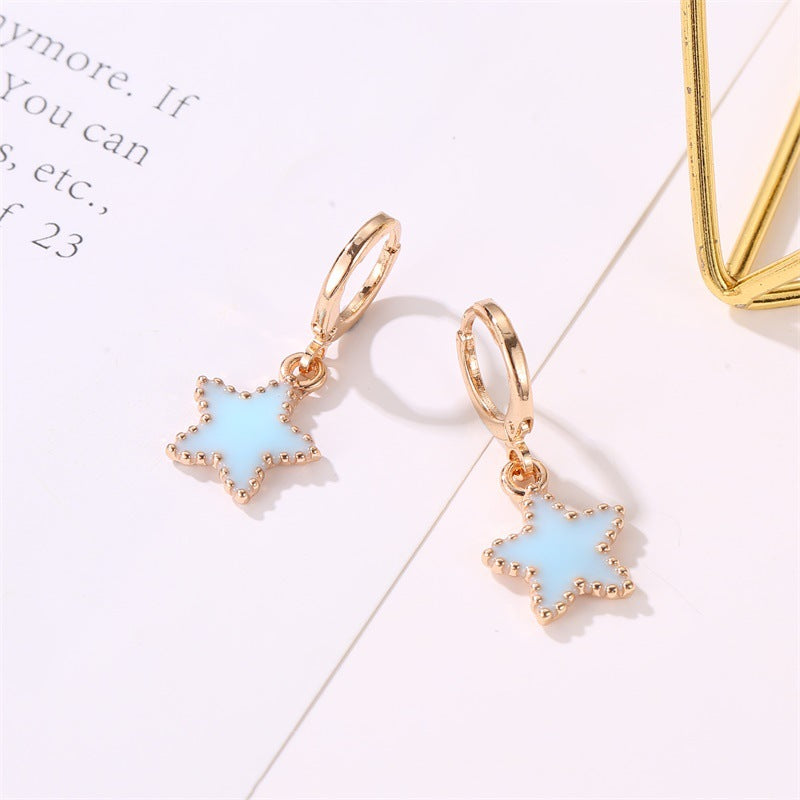 Dripping five-pointed star earrings