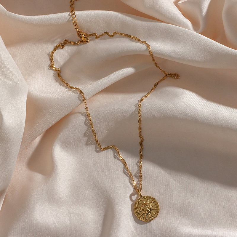 Stainless Steel Shell Sun Medal Sweater Chain