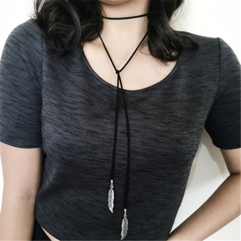 Feather Tassel Clavicle Chain Necklace Sweater Chain