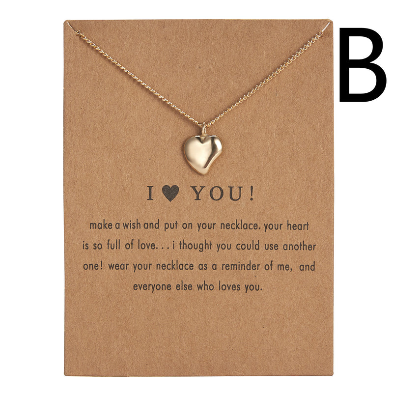 Paper Card Love Heart Alloy Necklace Clavicle Chain