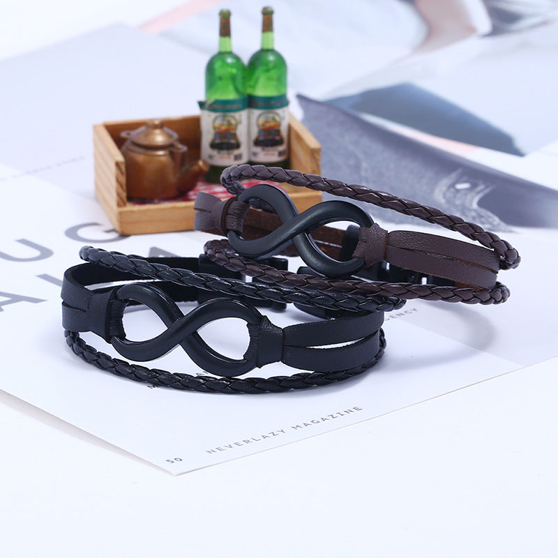 Woven men's leather bracelet