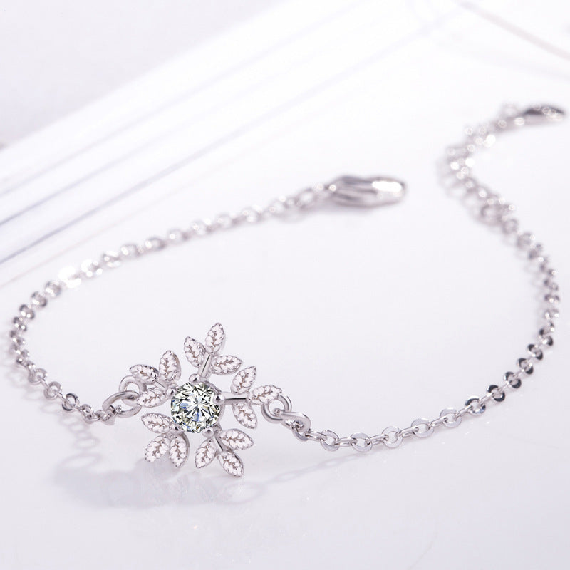 Silver elk snowflake bracelet