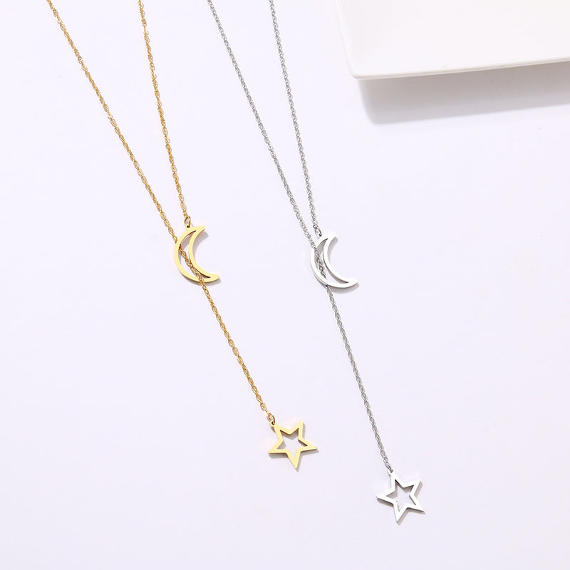 Moon Star Necklace Clavicle Chain Pendant Long Chain Necklace