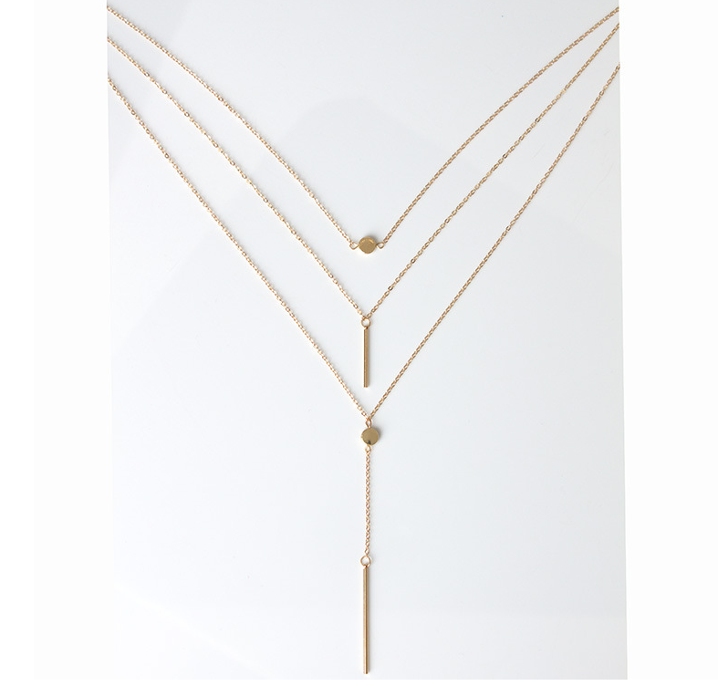 Korean version of the stylish personality of the small dot metal strips of the multi-layer clavicle chain necklace