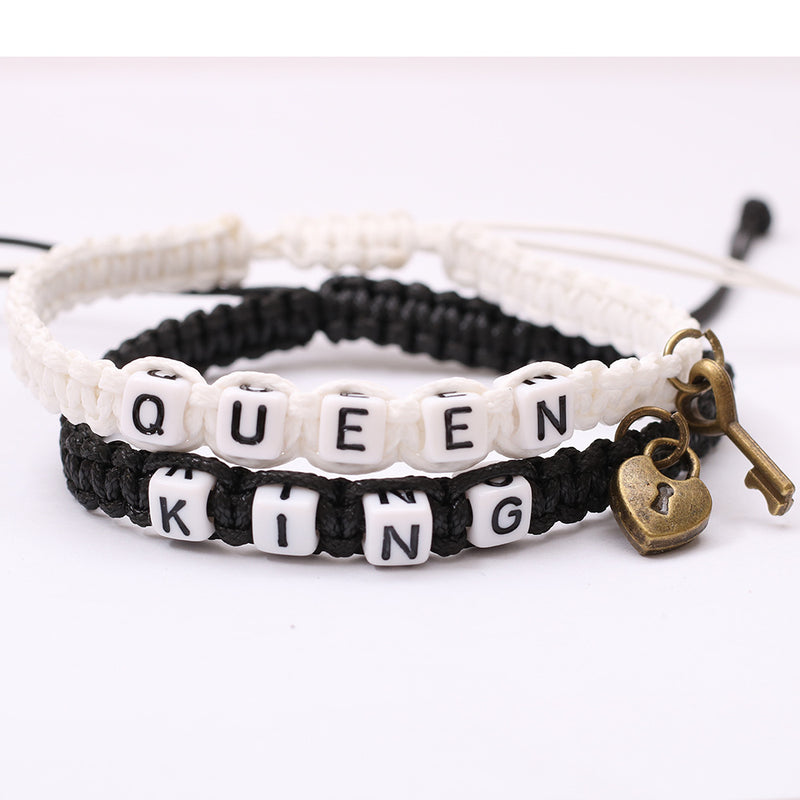 Fashion couple bracelet letter leather rope bracelet hand-woven bracelet