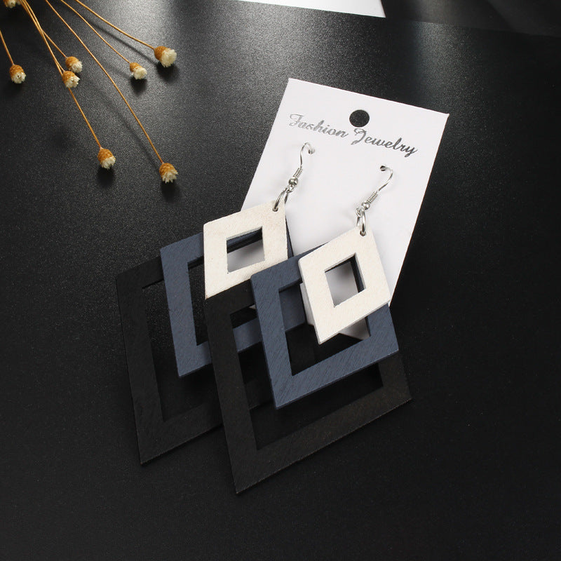 Jewelry Creative Square Multi-layer Earrings