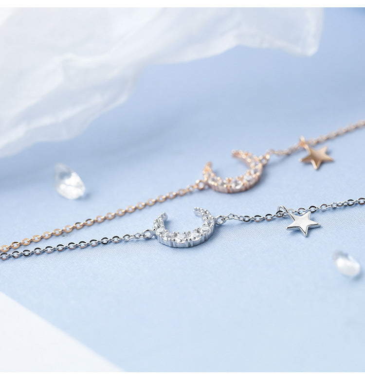 Sparkling Silver Sterling Moon Bracelet For Girlfriends