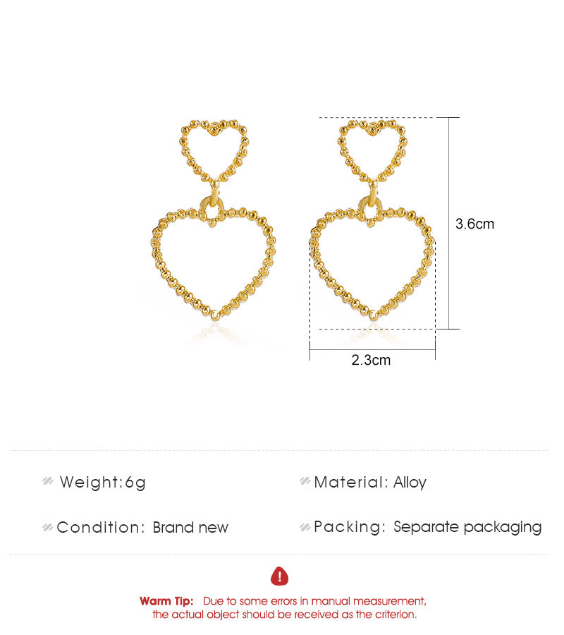 Exaggerated Love Stud Earrings Women Retro Simple Geometric Metal