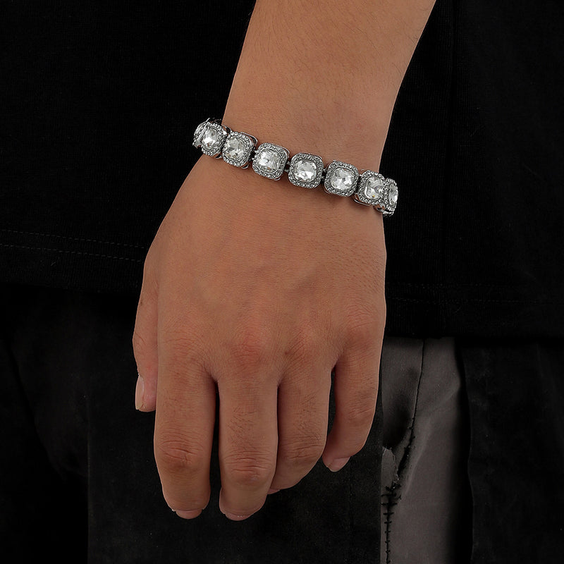 Hip-Hop Style, Simple Geometric Square Diamond Bracelet