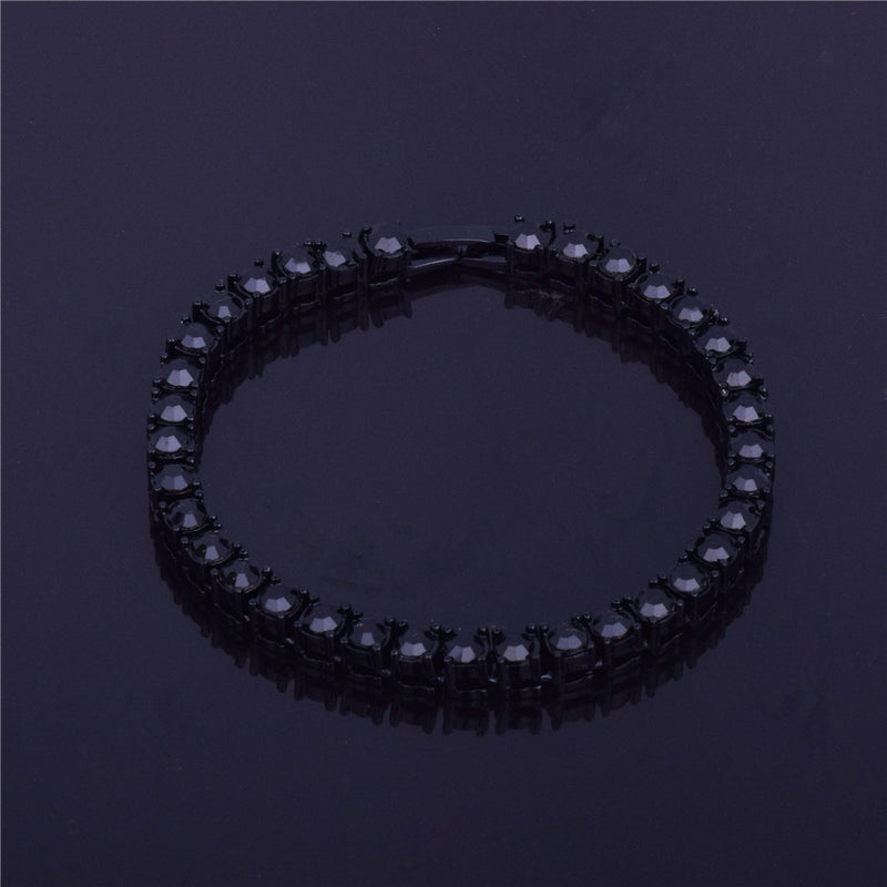 Men's hip hop 1 row alloy bracelet full rhinestone single row bracelet European and American fashion jewelry