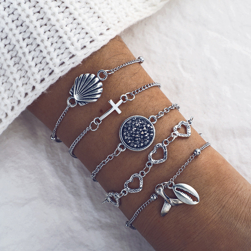 Multi-layer Fishtail & Shell Bracelet