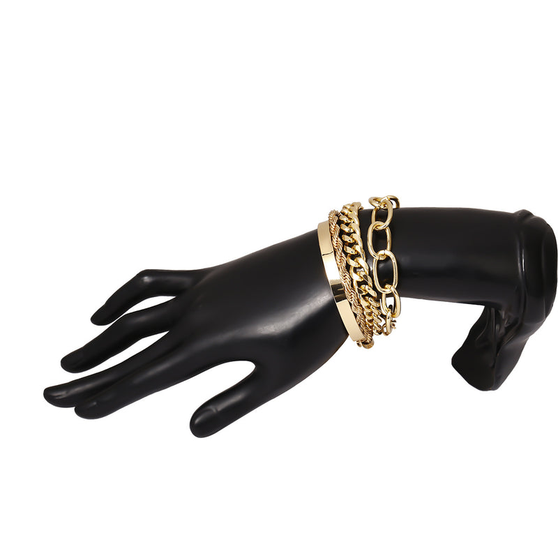 Smooth C-shaped mixed twist chain bracelet