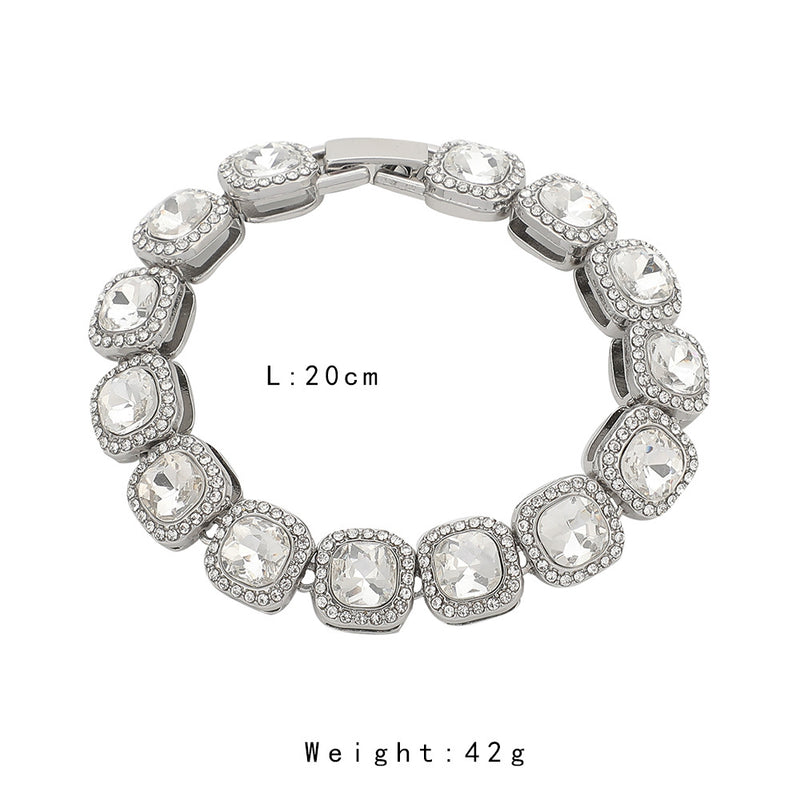 Hip-Hop Style, Simple Geometric Square Diamond Bracelet