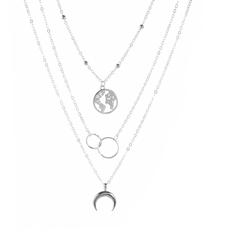 European And American Fashion Multi-layer Moon Map Female Personality Bohemian Necklace