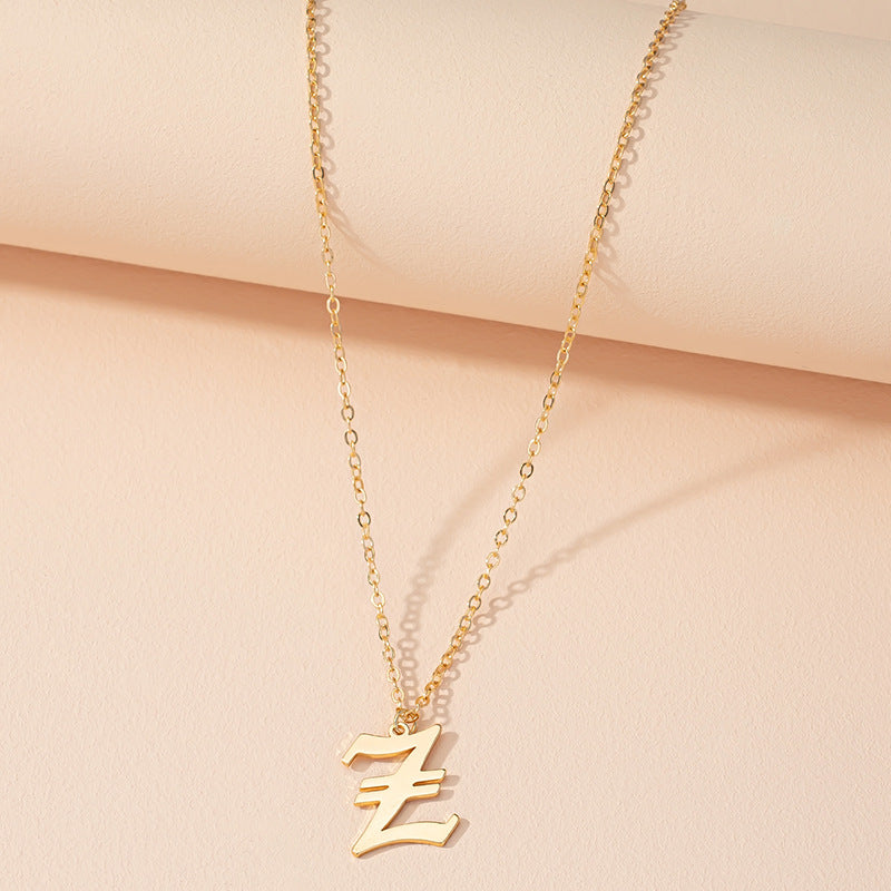 Retro Personality Design Sense 26 English Alphabet Necklace Female