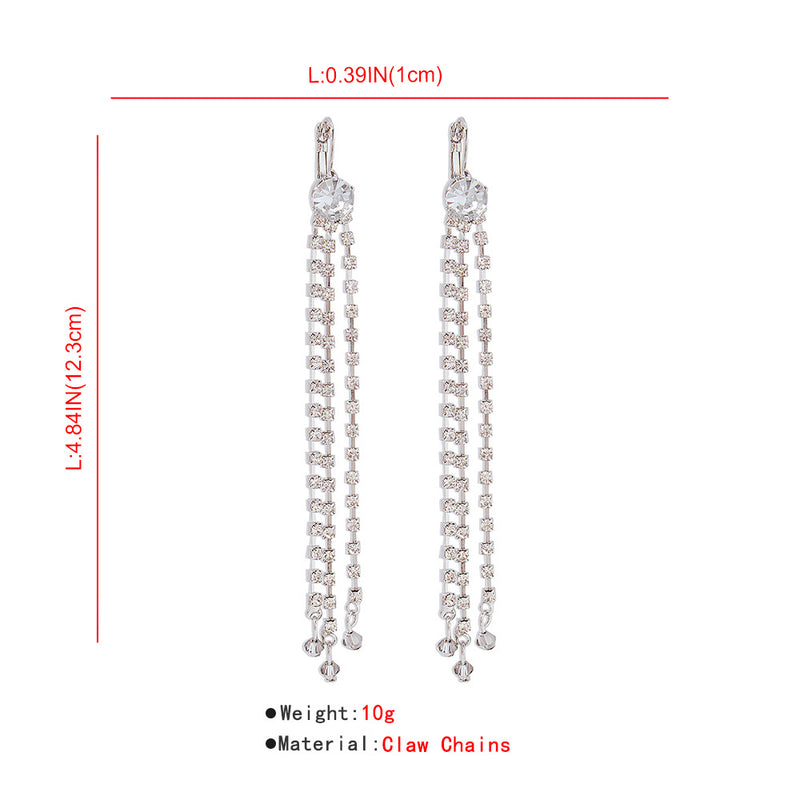 Claw Chain Tassel Imitation Crystal Earrings Ladies Style Temperament