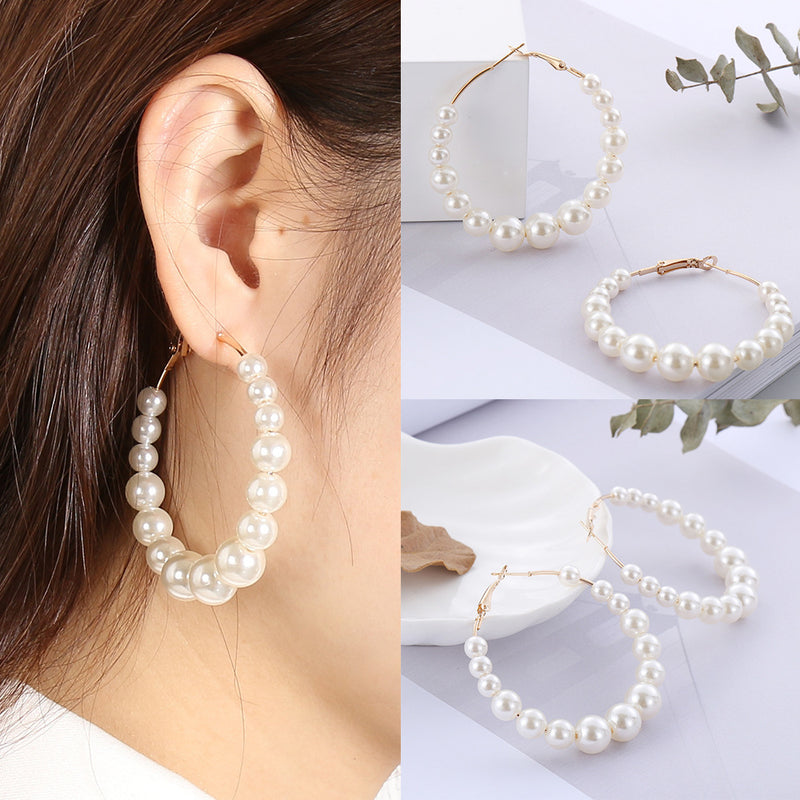 Pearl Circle Exaggerated Large Circle Earrings