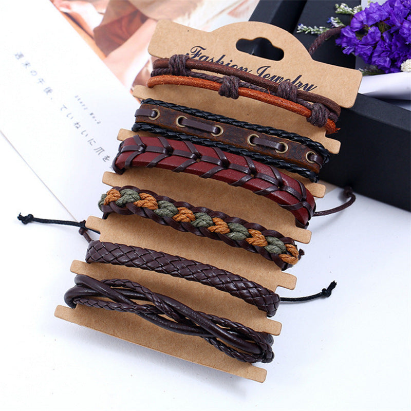 DIY six - piece multi - layer leather bracelet