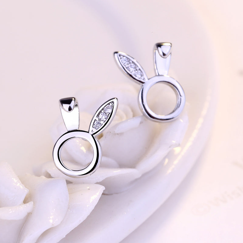 Korean Version Of Small  Diamond Studded Zircon Silver Earrings