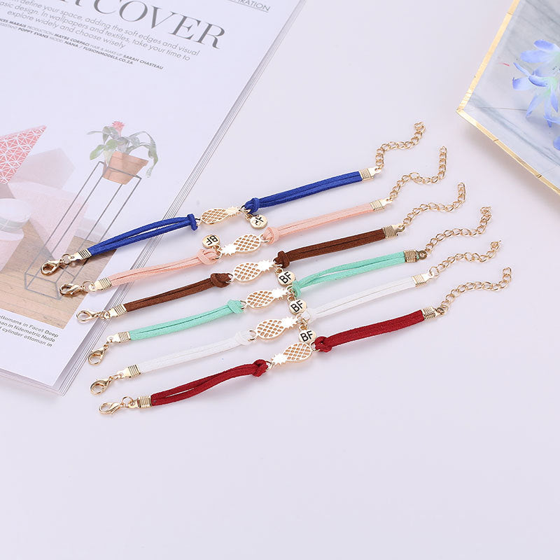 Hollow pineapple letter double bracelet