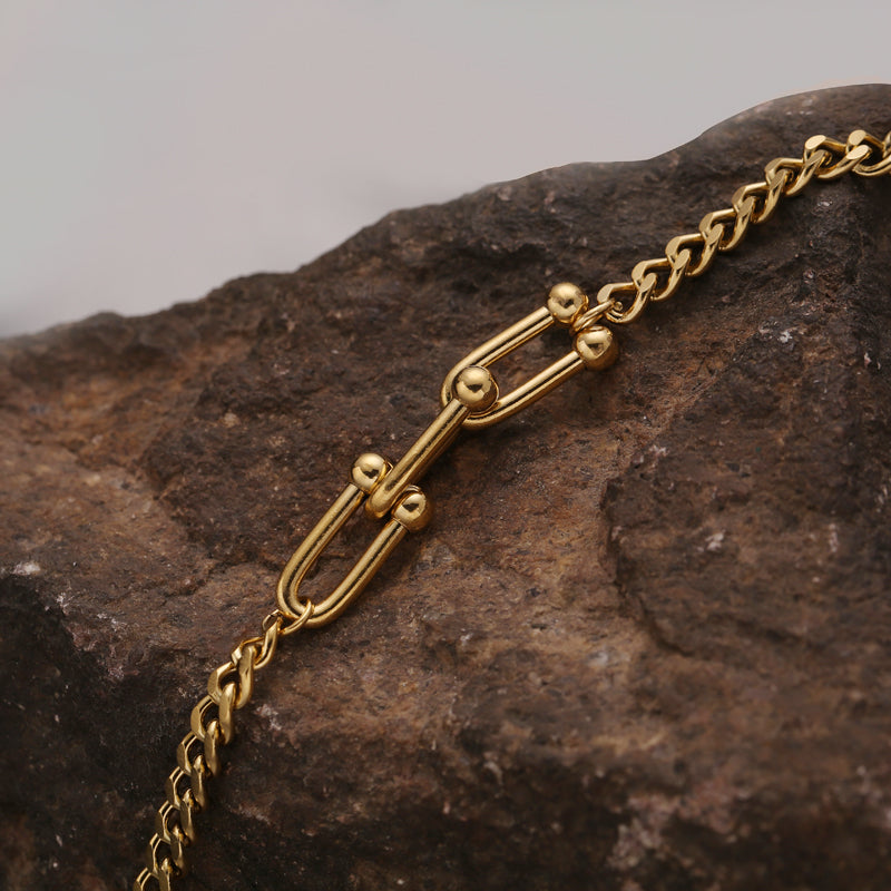 Titanium Steel Cuban U-shape Chain Bracelet