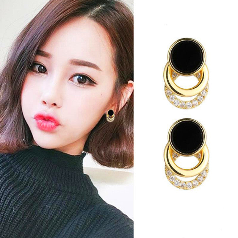 Fashionable simple full diamond all-match earrings