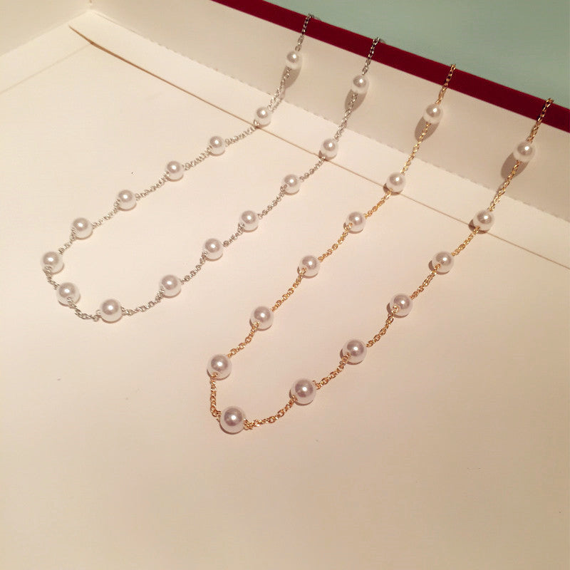 Ins Simple Temperament Short Pearl Clavicle Chain Korean Personality Necklace