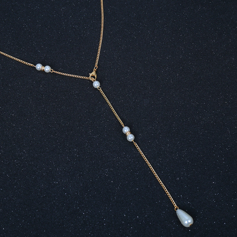 Waterdrop Pearl Tassel Pendant Back Chain