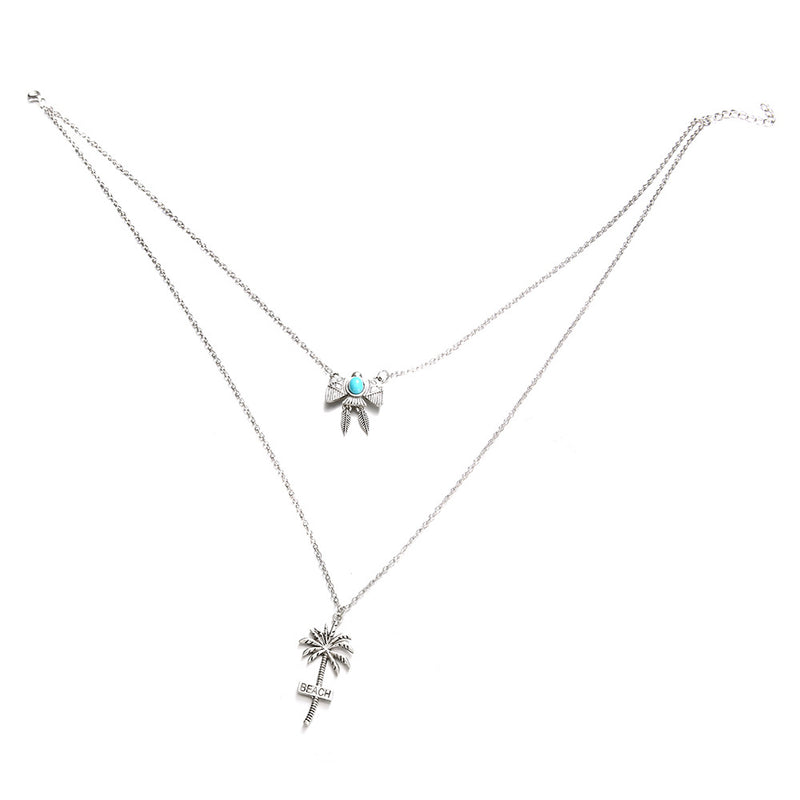 Cross-border e-commerce jewelry summer beach series Hawaiian fruit tree beach micro-mosaic Turquoise multi-layer necklace wholesale