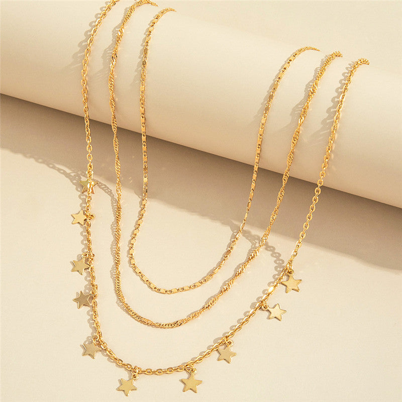 Retro Fashion Multi-layer Five-pointed Star Tassel Trend Clavicle Chain