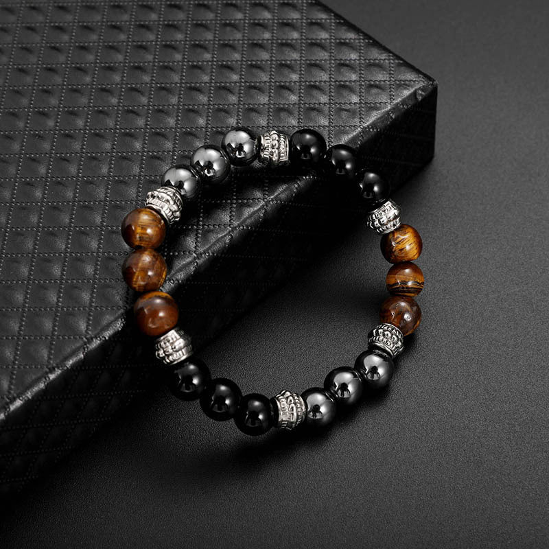 Black frosted stone tiger eye bracelet