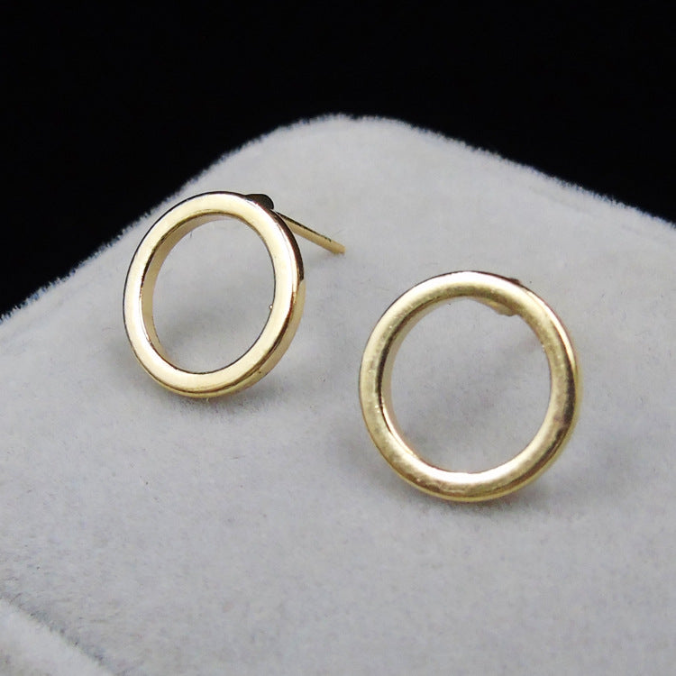 Gold Retro Hollow Small Circle Mini Earrings