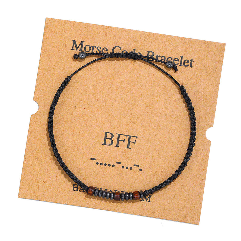 Morse Code Alphanumeric Couple Braided Bracelet