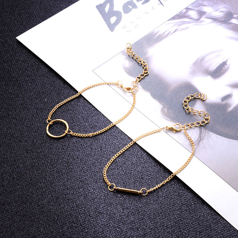 Women's Fashion Punk Bracelet Simple Double Knot Loop Metal Chain Bracelet Bohemian Retro Jewelry Accessories