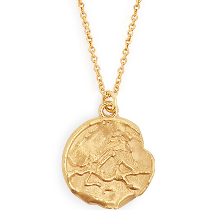 Retro Literary Three Dimensional Image Matte Gold Constellation Pendant For Women