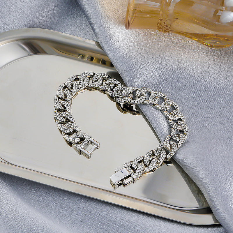 Punk Diamond Thick Chain Bracelet Ins Hip-hop Personality