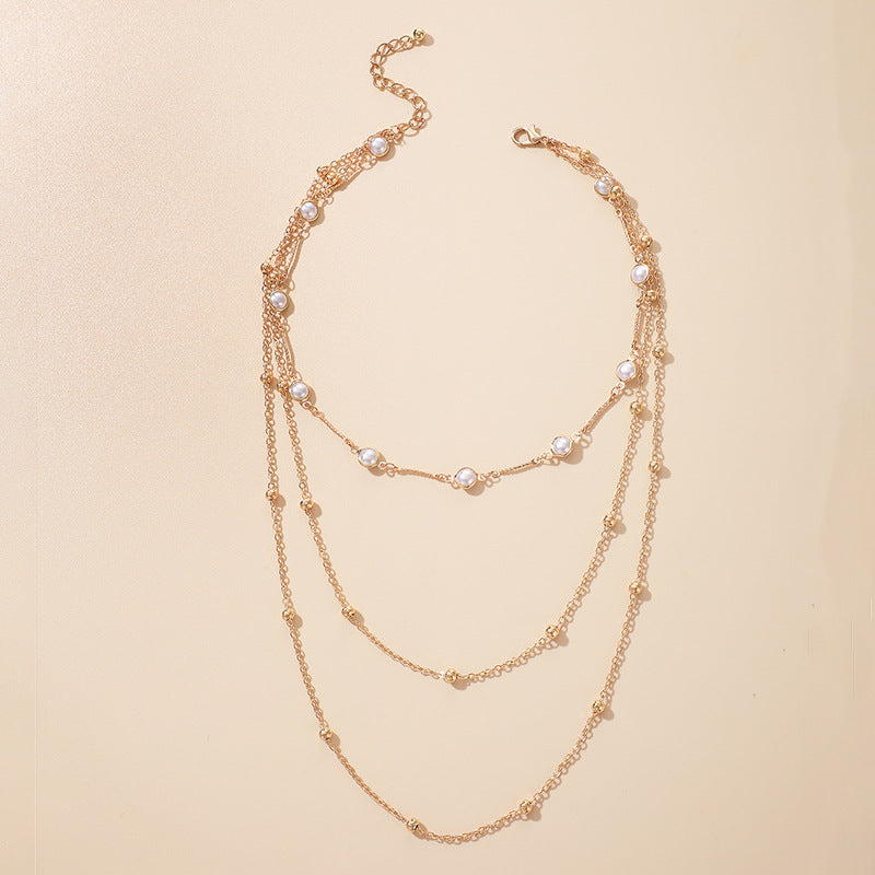 Women's Temperament Multi-layer Pearl Clavicle Chain