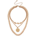 Exaggerated Thick Chain Beauty Head Coin Pendant Necklace Female