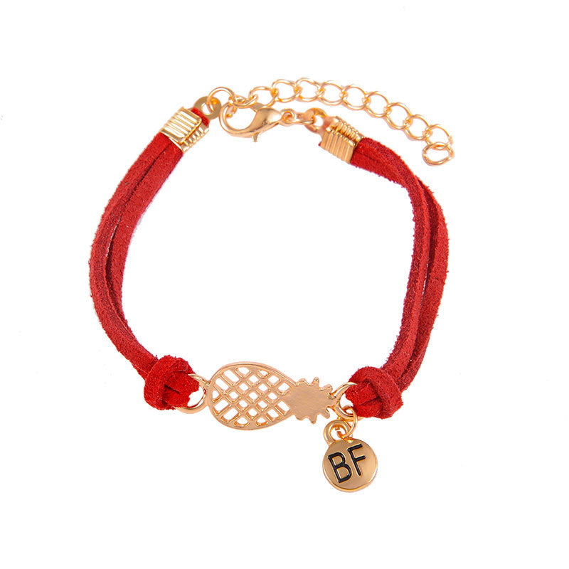 Hollow pineapple letter double bracelet