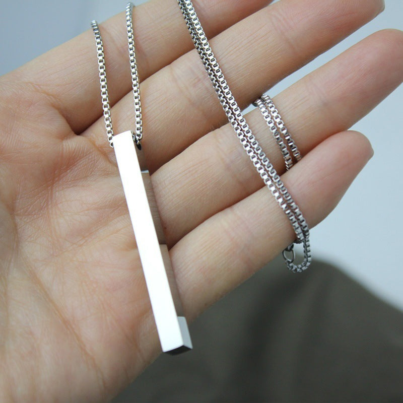 Stainless steel rectangular long necklace