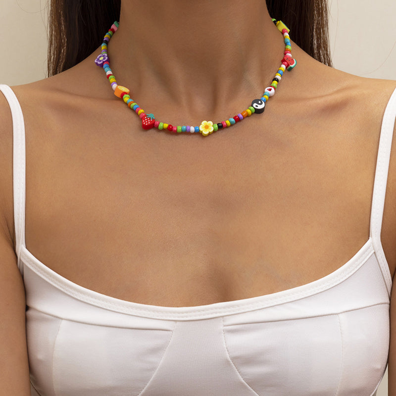 Pastoral Style Multi-element Fruit Necklace Rice Beads Jewelry
