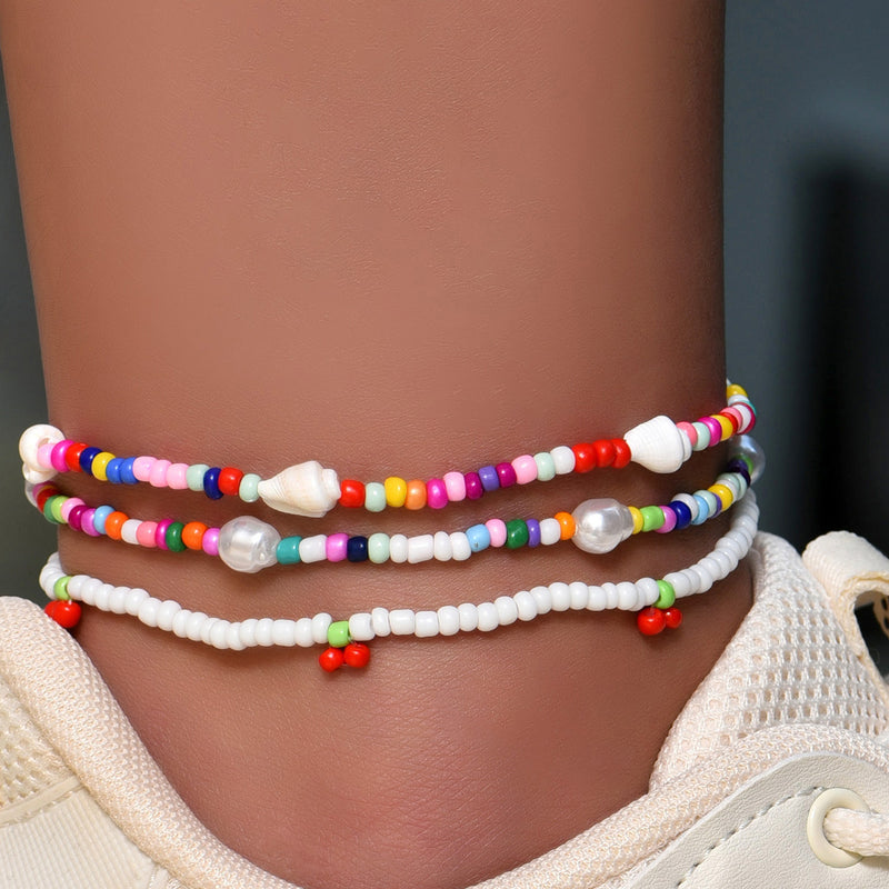 Women's Sweet Pure Multi-Color Bead Anklet