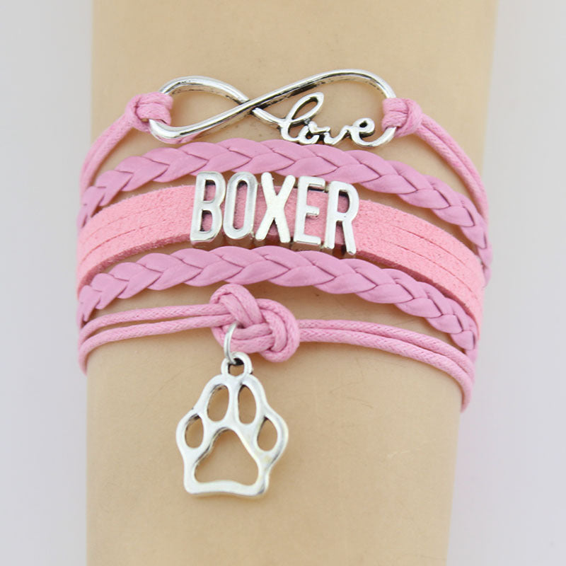 Hand-woven Boxer animal paw charm bracelet