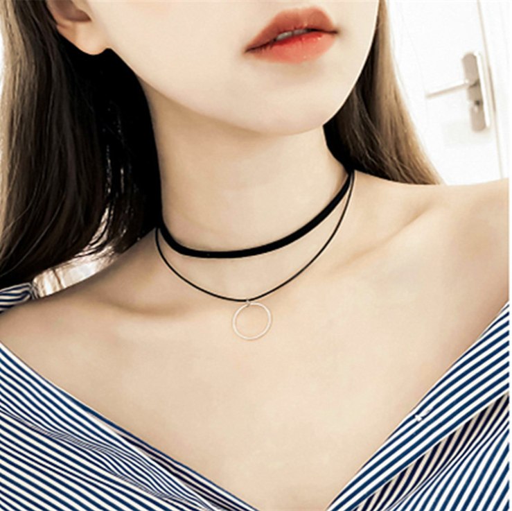 Retro Geometric Triangle Pendant Personality Double-layer Collar