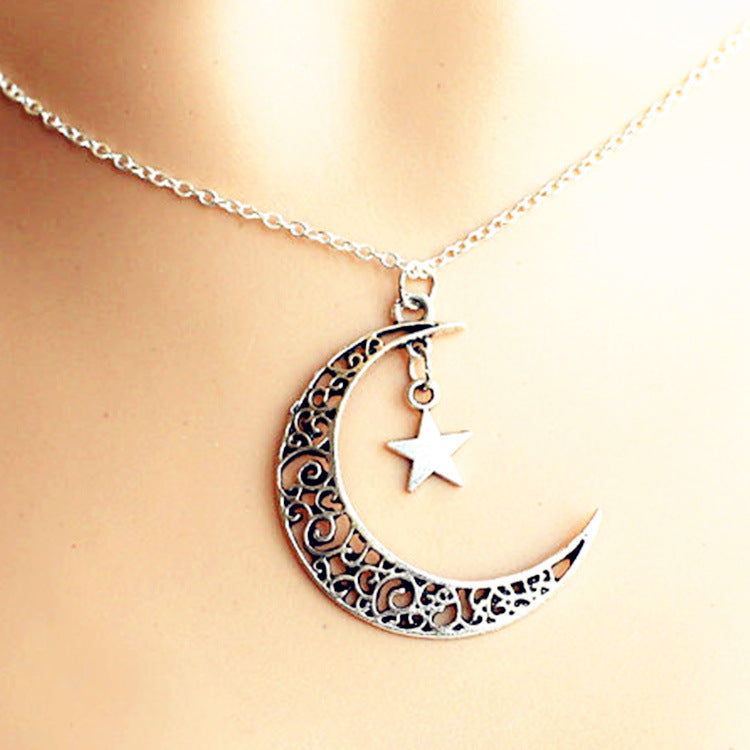 Valentine's Day Jewelry Star Moon European And American Retro Combination Necklace