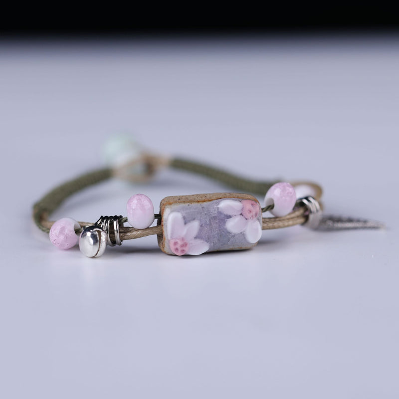 Embroidered Alloy Notes Cowhide Bracelet