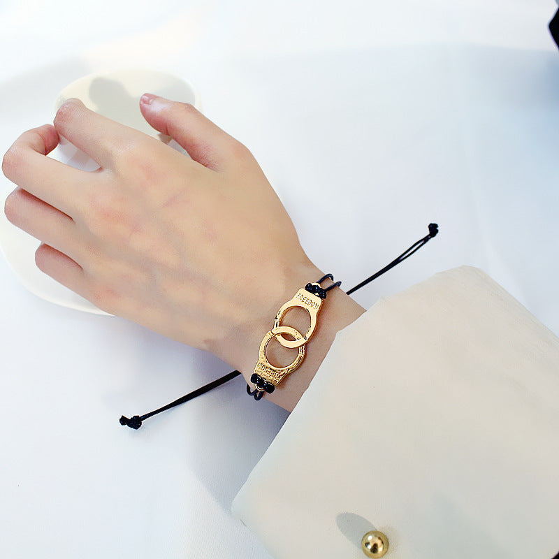 Punk Style,  50 Degree Gray Leather Handcuff Bracelet